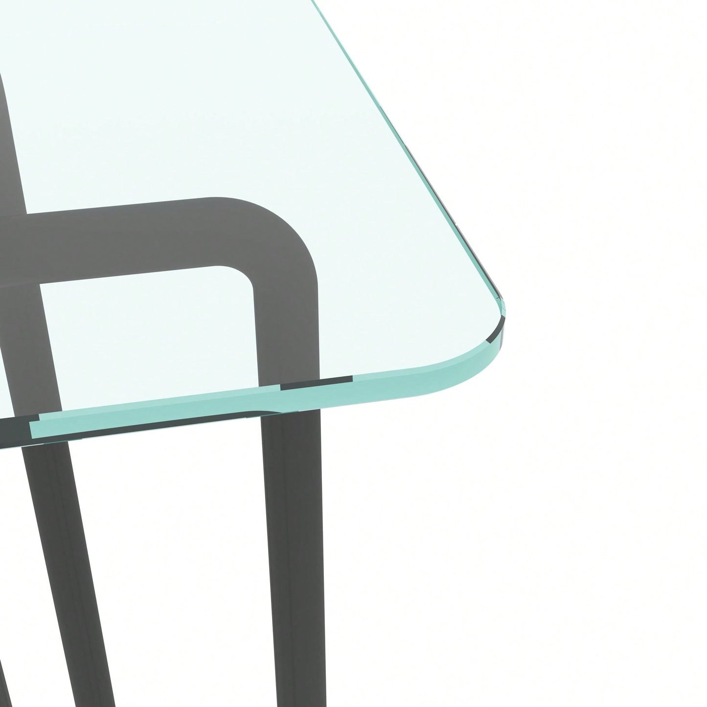 Single Layer Tempered Glass Rectangular Porch Table  Leg Double Tempered Glass Tea Table