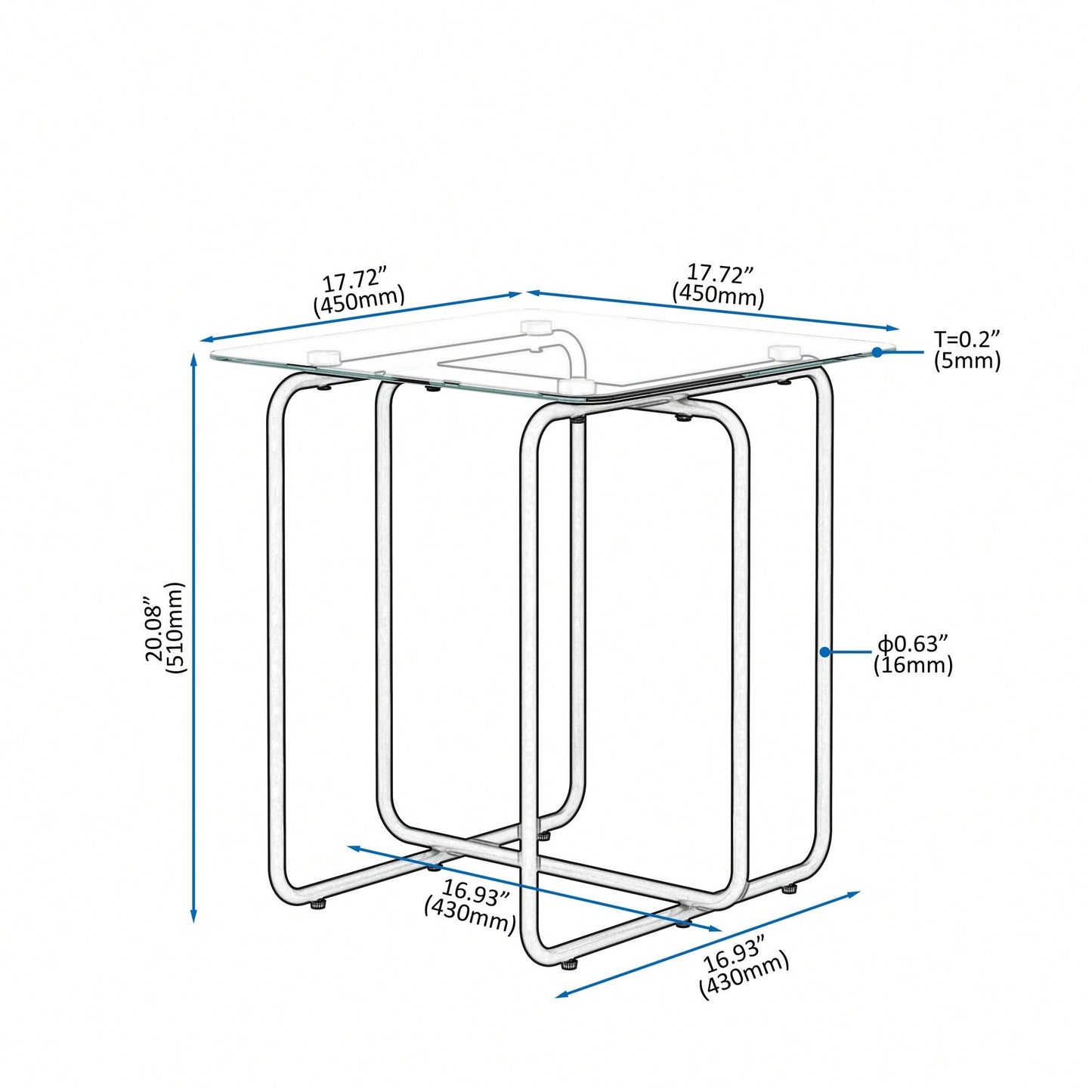 Modern Tempered Glass Coffee Table End Table Side Table For Living Room,Bedroom