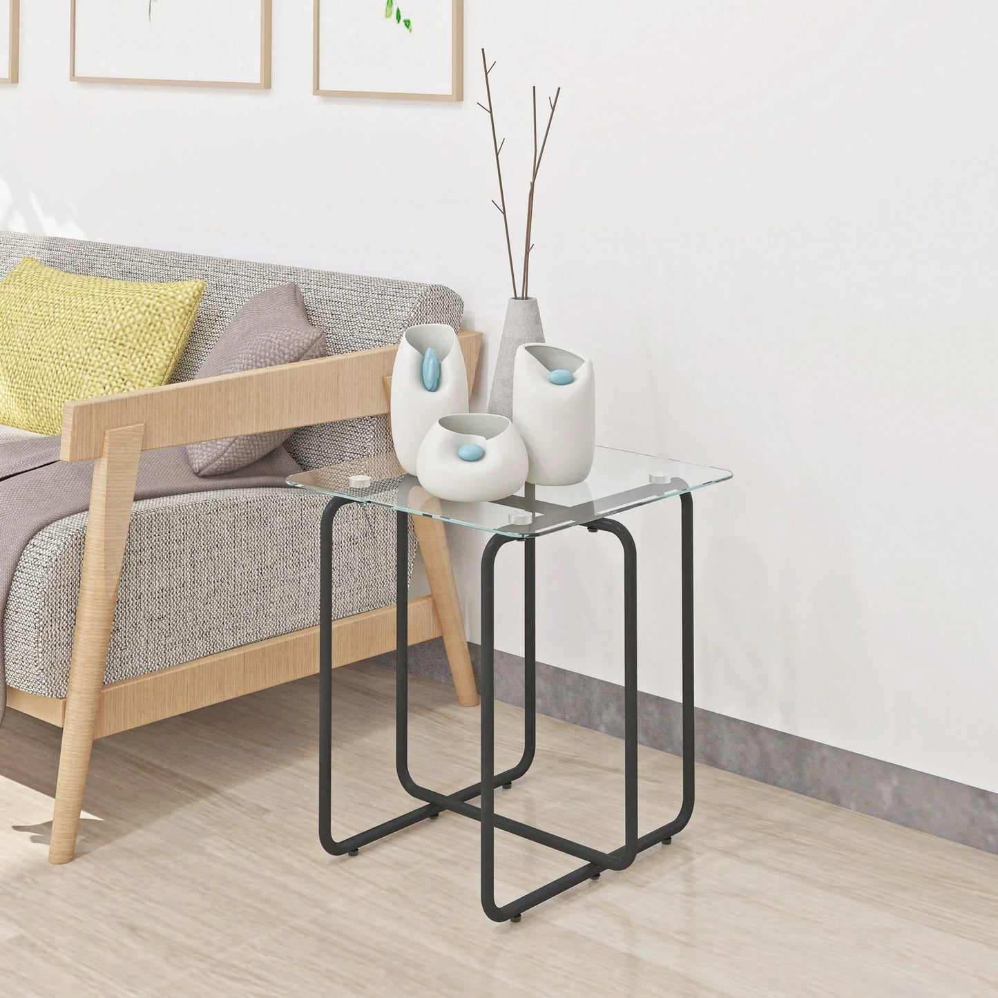 Modern Tempered Glass Coffee Table End Table Side Table For Living Room,Bedroom