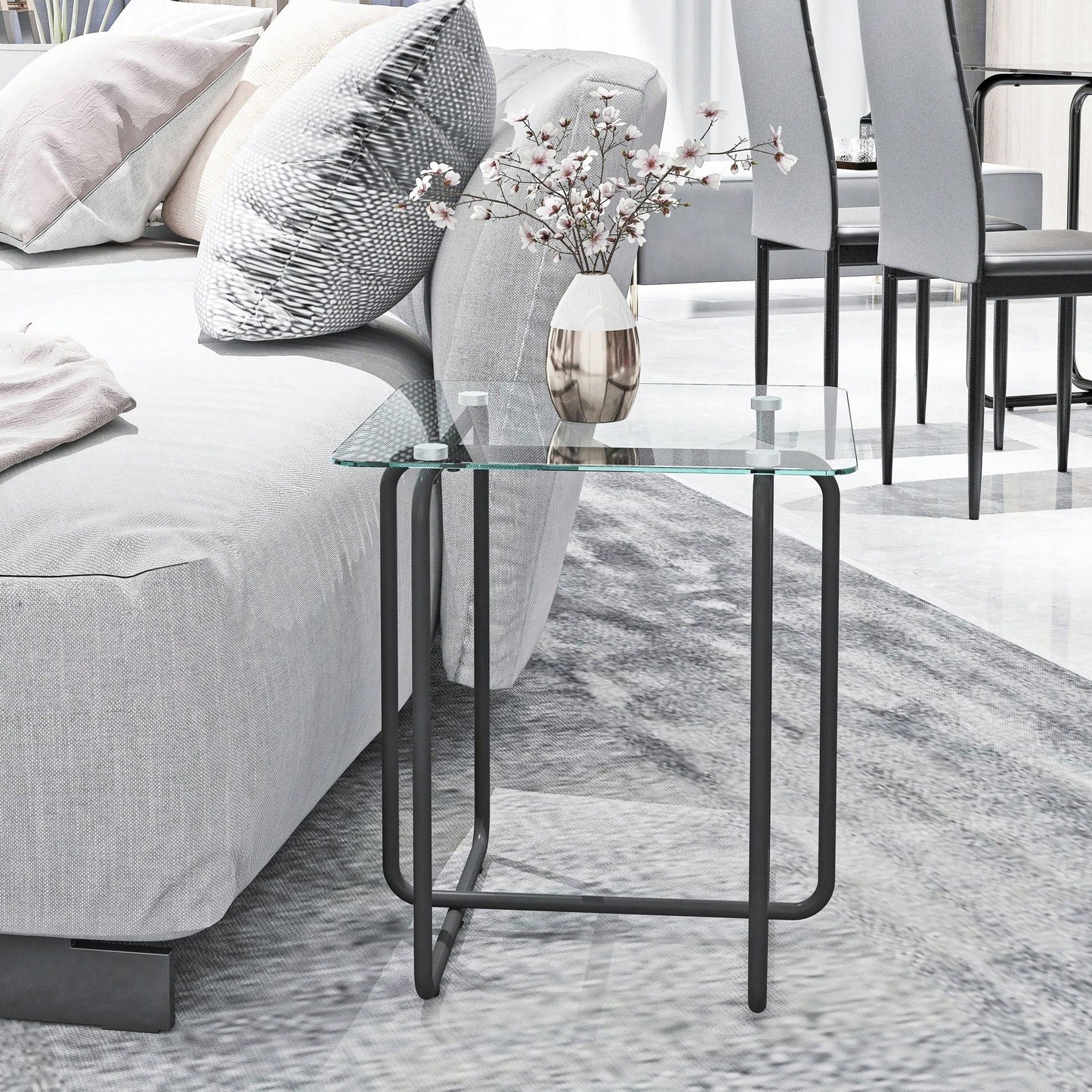 Modern Tempered Glass Coffee Table End Table Side Table For Living Room,Bedroom