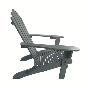 Outdoor Or Indoor Wood Adirondack Chair, Foldable, Grey