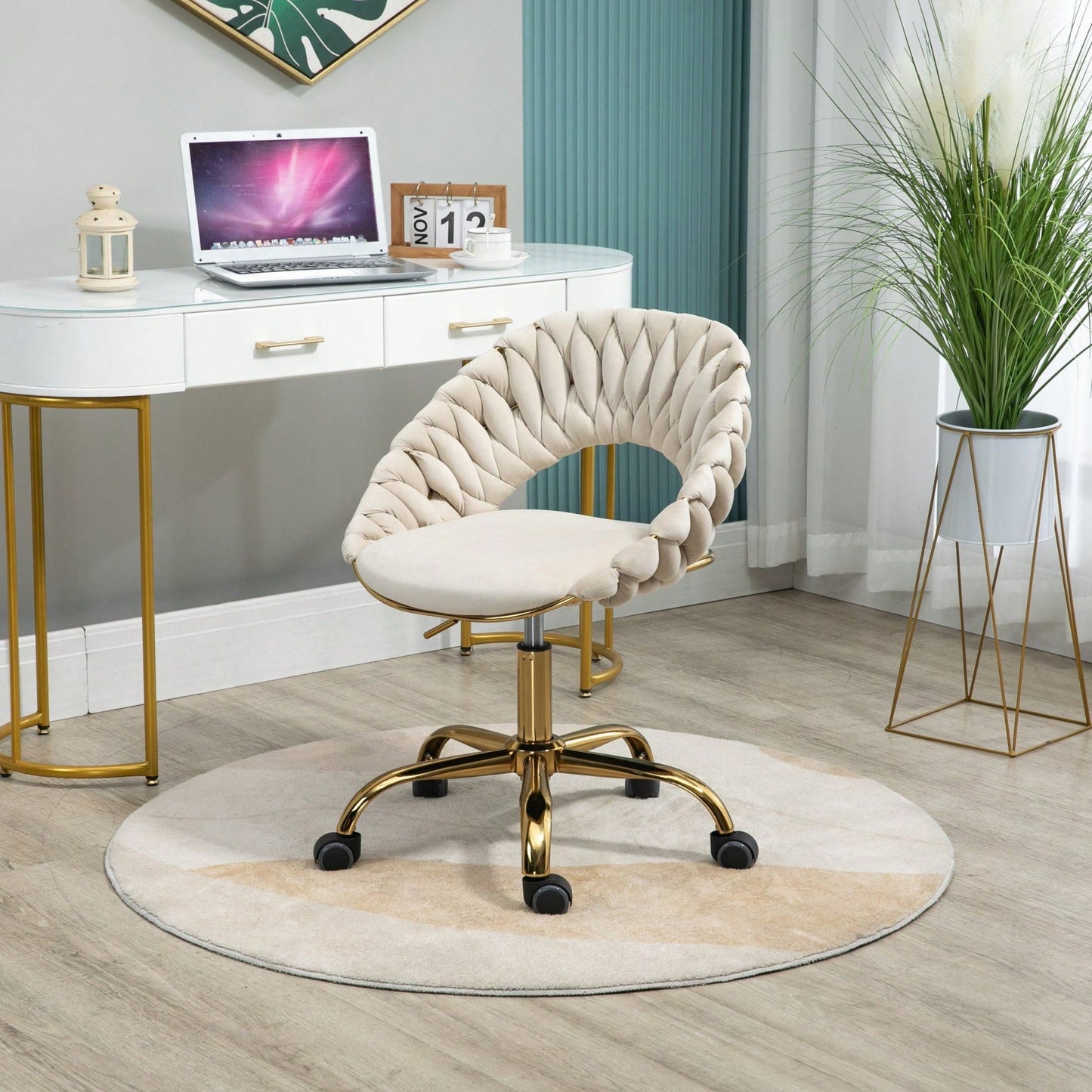 Modern Adjustable Swivel Desk Chair for Home Office and Vanity Use Small Space Friendly