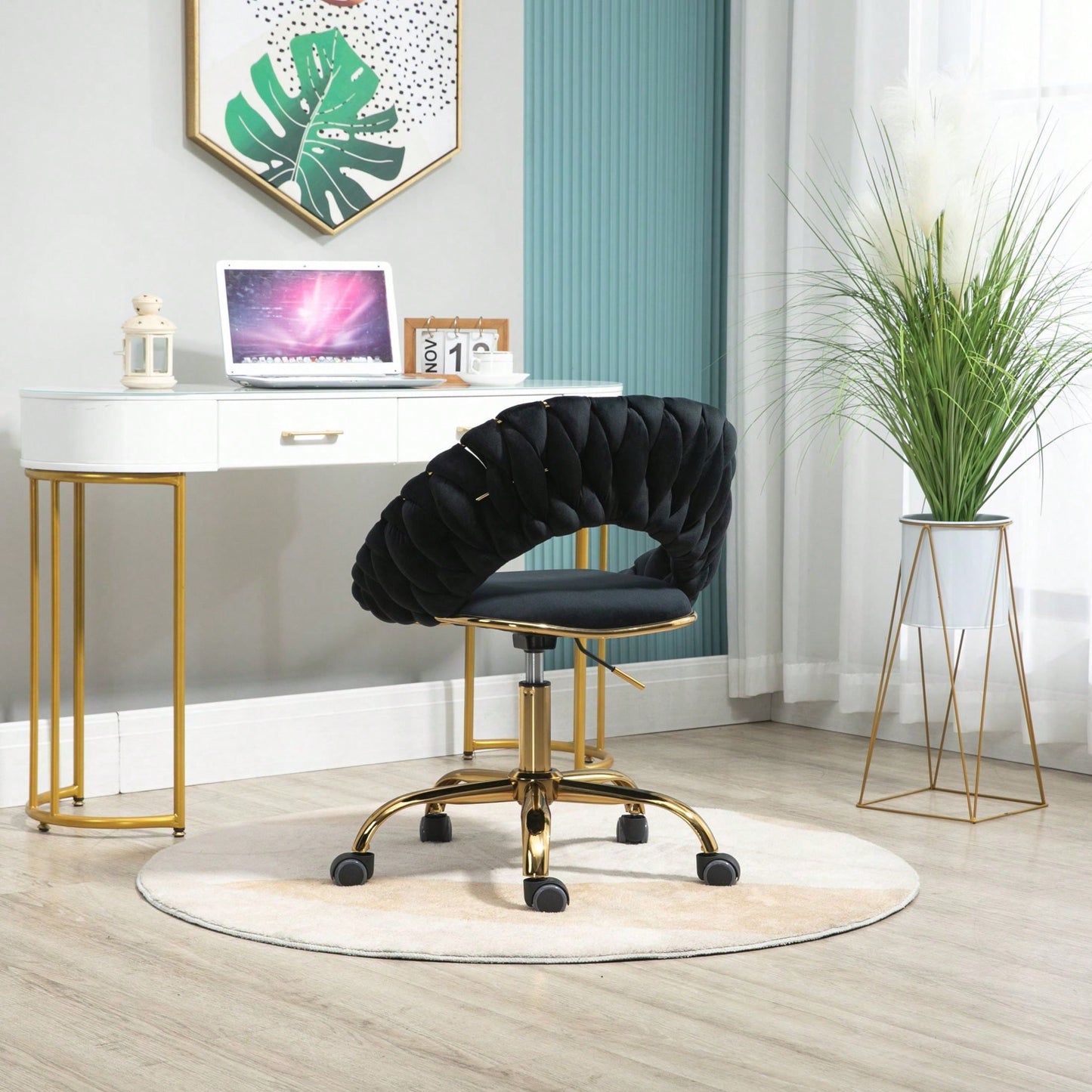 Modern Adjustable Swivel Desk Chair for Home Office and Vanity Use Small Space Friendly