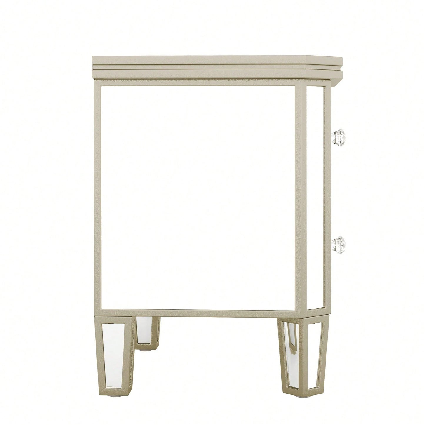 2-Drawer Side Table With Golden Lines For Living Room, Hallway, Entryway