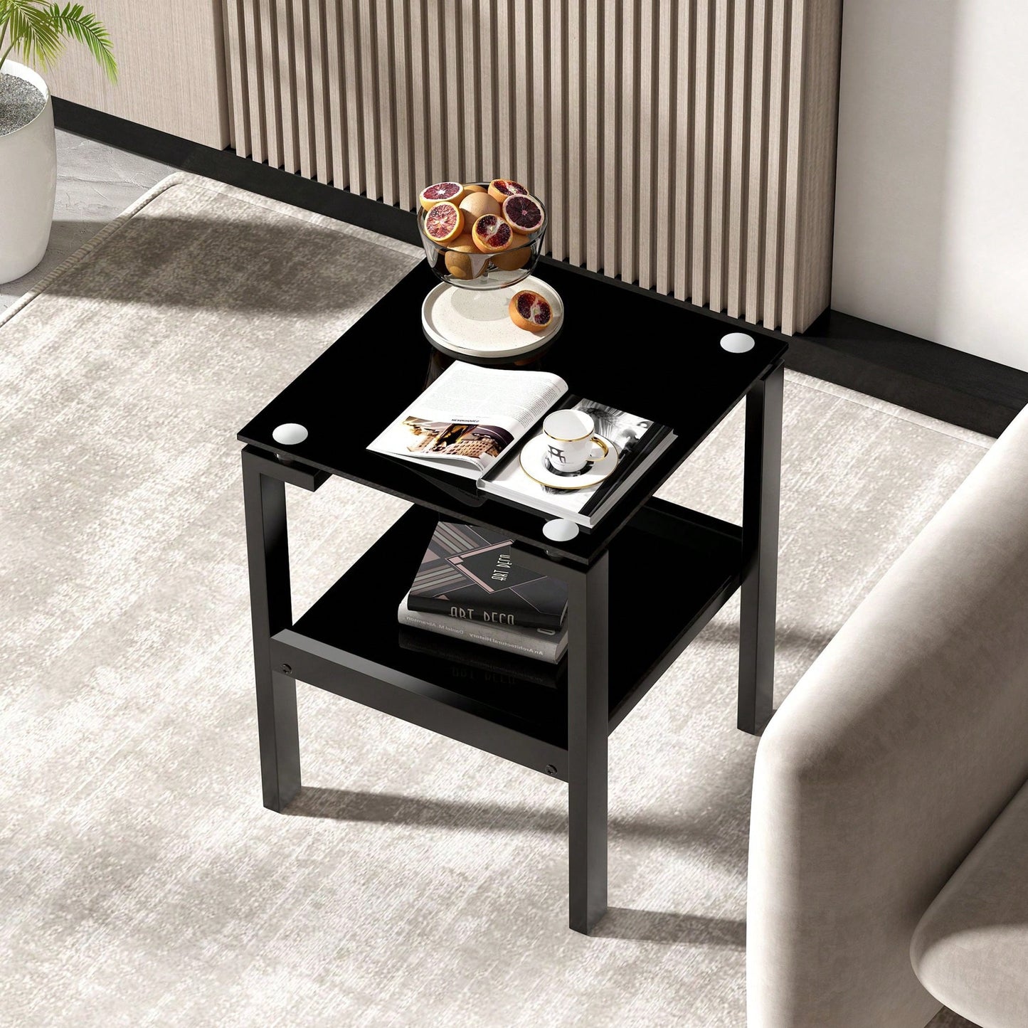 2-Tier Space End Table , Corner Table