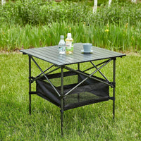Lightweight Aluminum Roll-Up Folding Table with Carrying Bag for Camping Picnics BBQs and Outdoor Activities