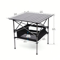 Lightweight Aluminum Roll-Up Folding Table with Carrying Bag for Camping Picnics BBQs and Outdoor Activities