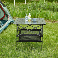 Lightweight Aluminum Roll-Up Folding Table with Carrying Bag for Camping Picnics BBQs and Outdoor Activities