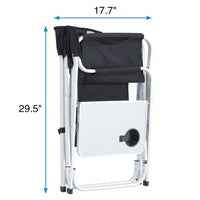 Oversized Lightweight Padded Folding Chair with Side Table and Storage Pockets for Camping Picnics and Fishing