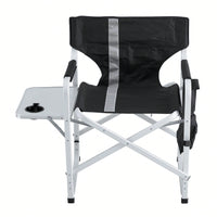 Oversized Lightweight Padded Folding Chair with Side Table and Storage Pockets for Camping Picnics and Fishing