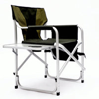 Oversized Lightweight Padded Folding Chair with Side Table and Storage Pockets for Camping Picnics and Fishing