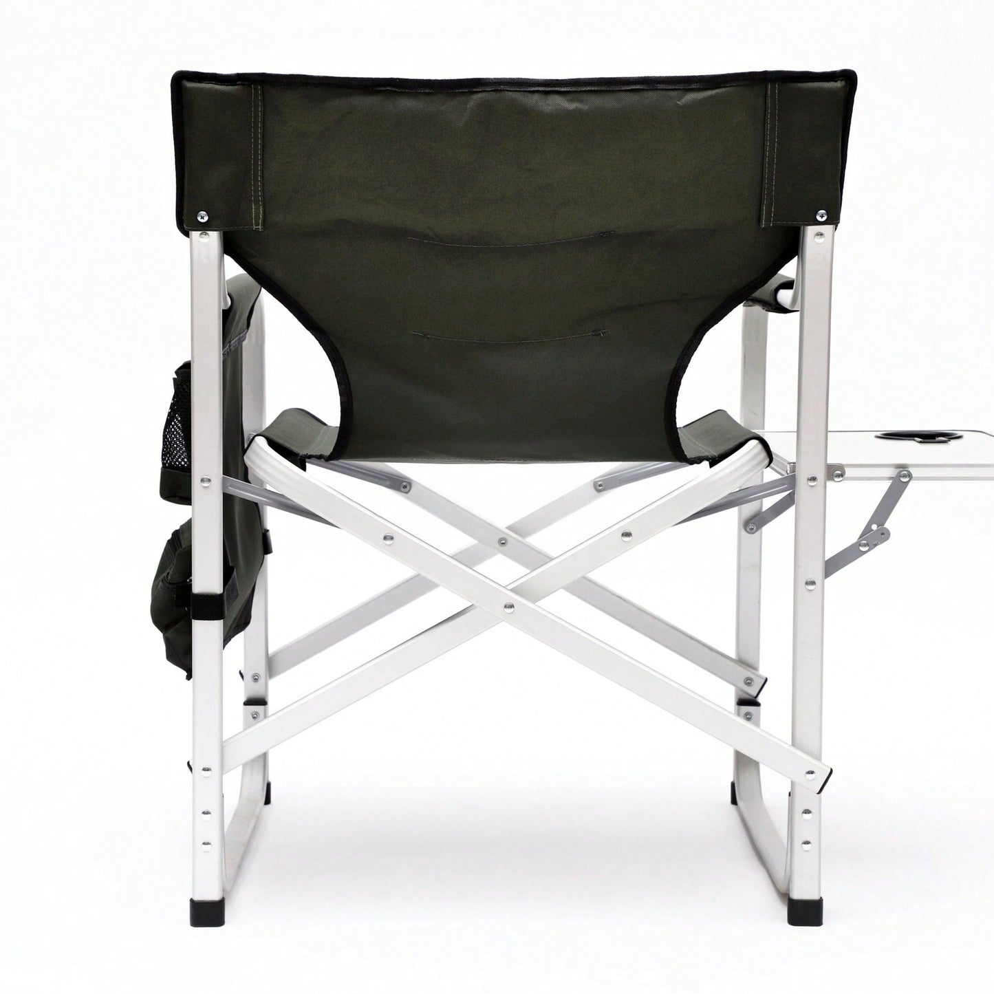 Oversized Lightweight Padded Folding Chair with Side Table and Storage Pockets for Camping Picnics and Fishing