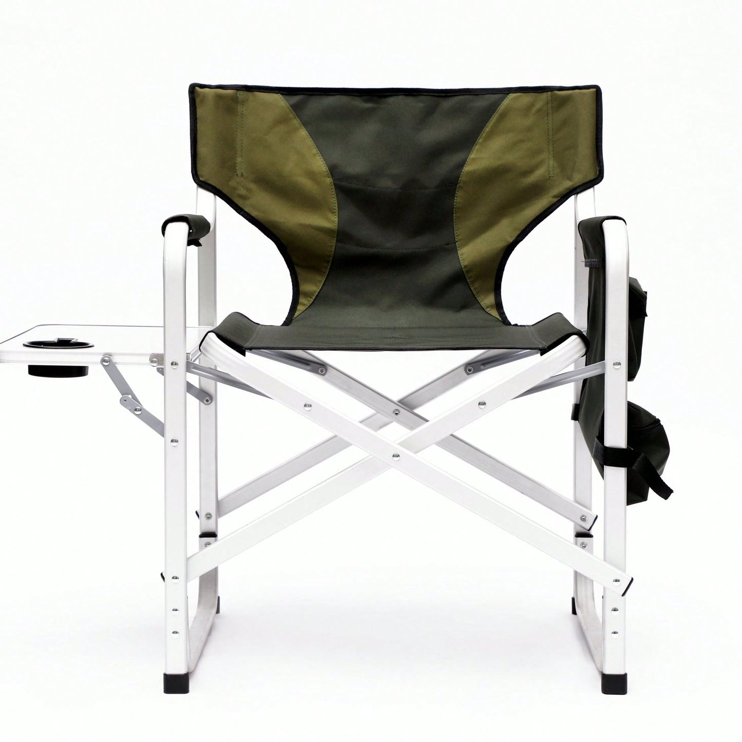 Oversized Lightweight Padded Folding Chair with Side Table and Storage Pockets for Camping Picnics and Fishing