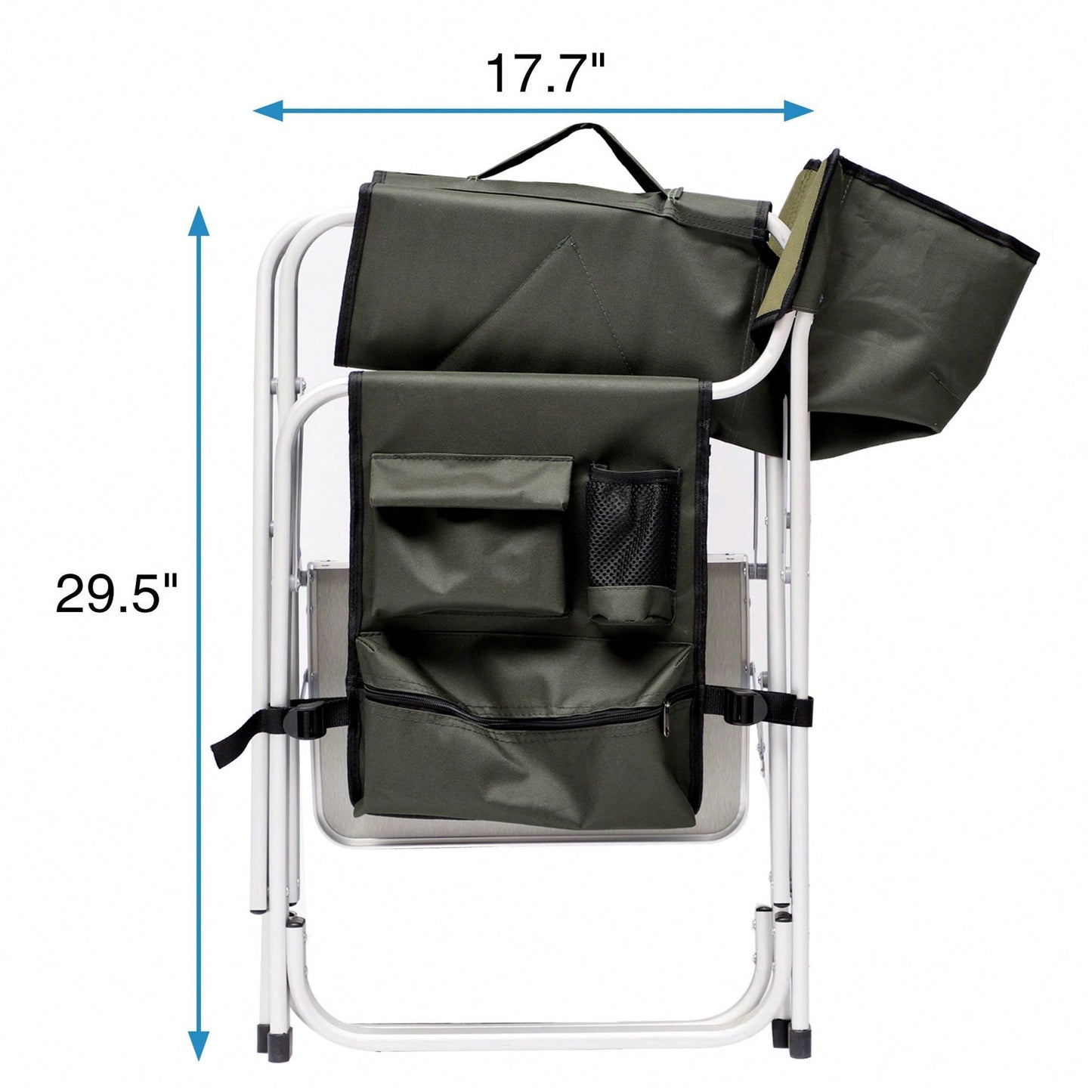 Oversized Lightweight Padded Folding Chair with Side Table and Storage Pockets for Camping Picnics and Fishing