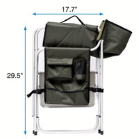 Oversized Lightweight Padded Folding Chair with Side Table and Storage Pockets for Camping Picnics and Fishing