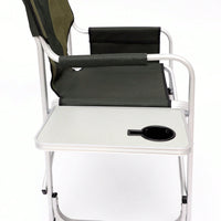 Oversized Lightweight Padded Folding Chair with Side Table and Storage Pockets for Camping Picnics and Fishing