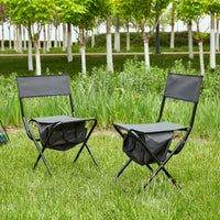 2-Piece Folding Outdoor Chair With Storage Bag, Portable Chair For Indoor, Outdoor Camping, Picnics And Fishing