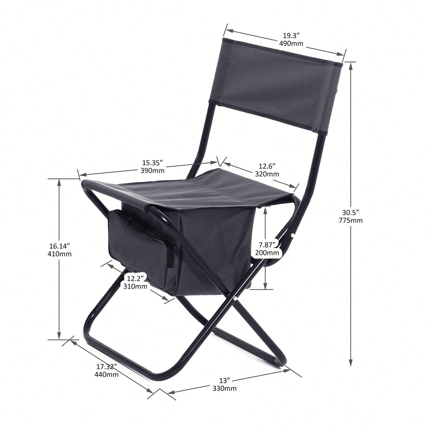 2-Piece Folding Outdoor Chair With Storage Bag, Portable Chair For Indoor, Outdoor Camping, Picnics And Fishing