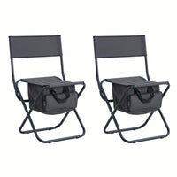 2-Piece Folding Outdoor Chair With Storage Bag, Portable Chair For Indoor, Outdoor Camping, Picnics And Fishing