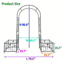 Metal Garden Arch With Two Plant Stands 79.5'' Wide X 86.6'' High Climbing Plants Support Rose Arch Outdoor