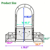 Metal Garden Arch With Gate 79.5'' Wide X 86.6'' High Climbing Plants Support Rose Arch Outdoor