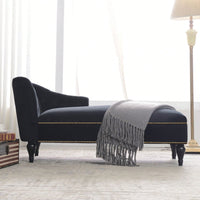 Elegant 58 Velvet Chaise Lounge Chair with Button Tufting Nailhead Trim and Solid Wood Legs for Living Room Office