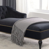 Elegant 58 Velvet Chaise Lounge Chair with Button Tufting Nailhead Trim and Solid Wood Legs for Living Room Office