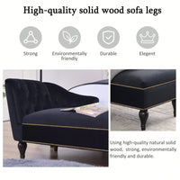 Elegant 58 Velvet Chaise Lounge Chair with Button Tufting Nailhead Trim and Solid Wood Legs for Living Room Office