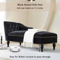 Elegant 58 Velvet Chaise Lounge Chair with Button Tufting Nailhead Trim and Solid Wood Legs for Living Room Office