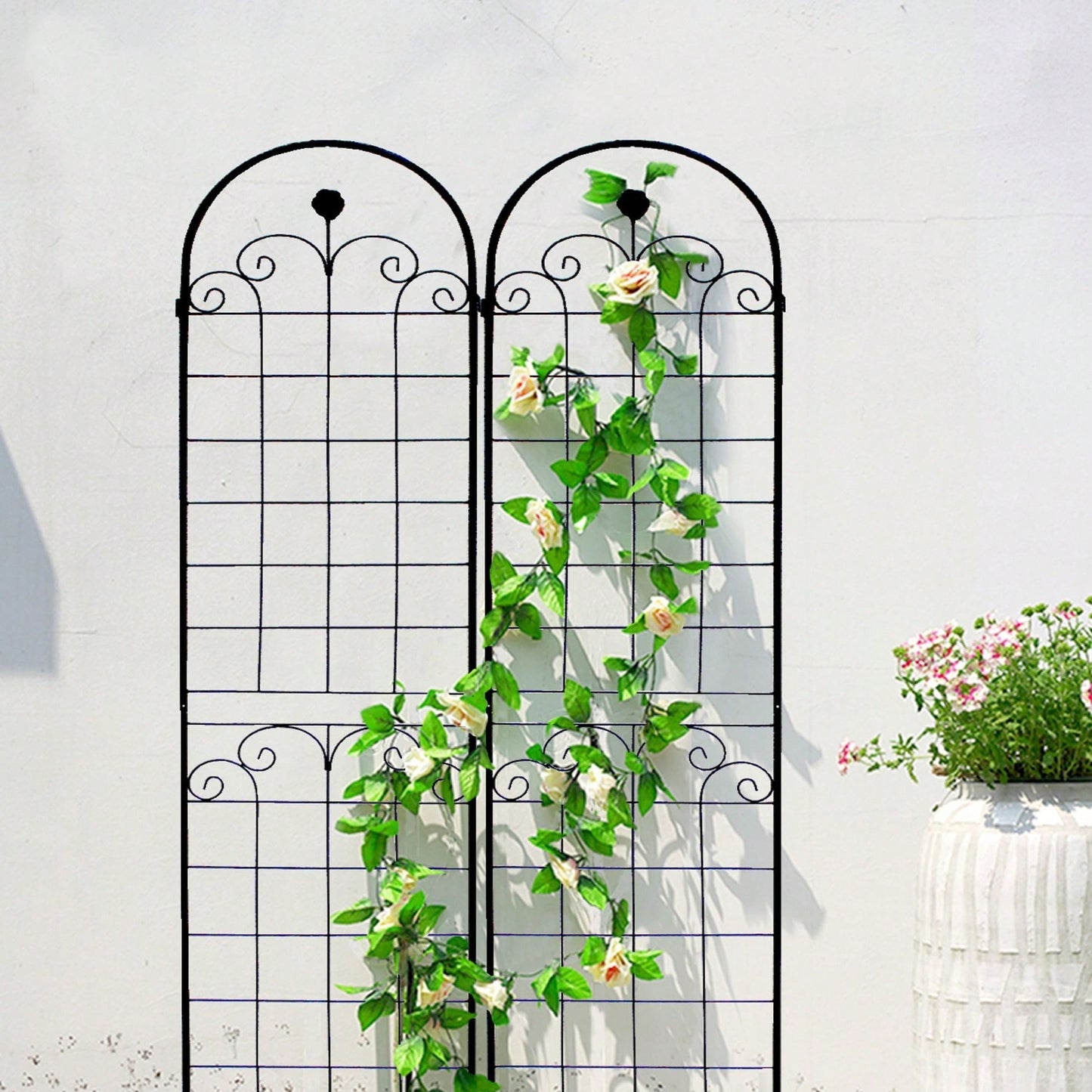 Metal Garden Trellis For Climbing Plants Outdoor 86.7'' X 19.7'' Rustproof Plant Support Rose Trellis Netting Trellis