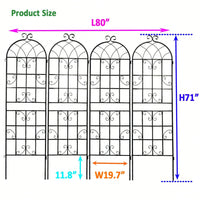 4 Pack Metal Garden Trellis 71" X 19.7" Rustproof Trellis For Climbing Plants Outdoor Flower Support