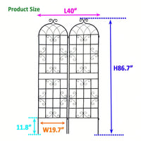 Metal Garden Trellis 86.7" X 19.7" Rustproof Trellis For Climbing Plants Outdoor Flower Support