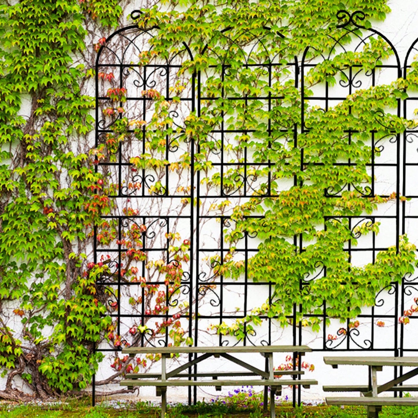 Metal Garden Trellis 86.7" X 19.7" Rustproof Trellis For Climbing Plants Outdoor Flower Support