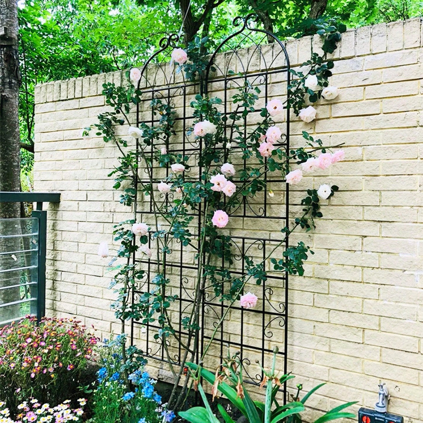 Metal Garden Trellis 86.7" X 19.7" Rustproof Trellis For Climbing Plants Outdoor Flower Support