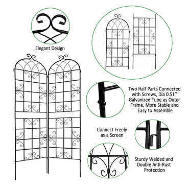 Metal Garden Trellis 86.7" X 19.7" Rustproof Trellis For Climbing Plants Outdoor Flower Support