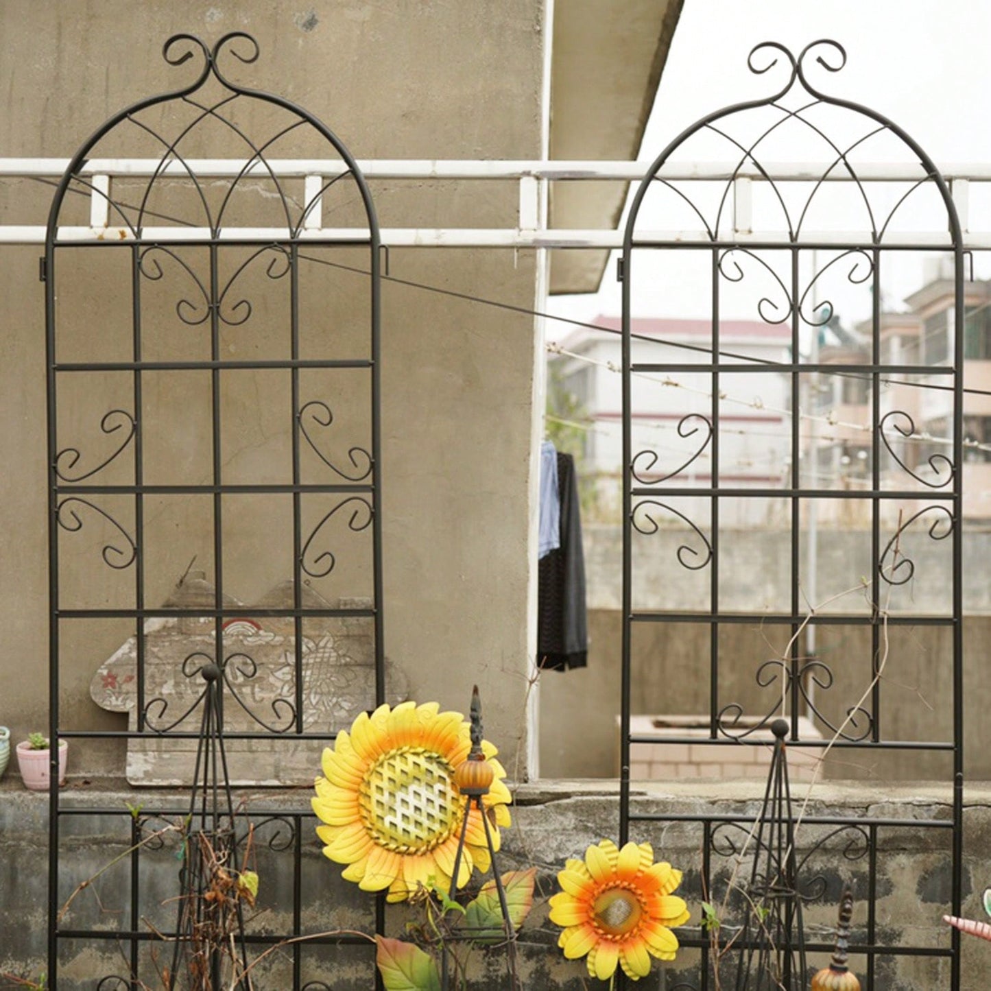 Metal Garden Trellis 86.7" X 19.7" Rustproof Trellis For Climbing Plants Outdoor Flower Support