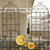 Metal Garden Trellis 86.7" X 19.7" Rustproof Trellis For Climbing Plants Outdoor Flower Support