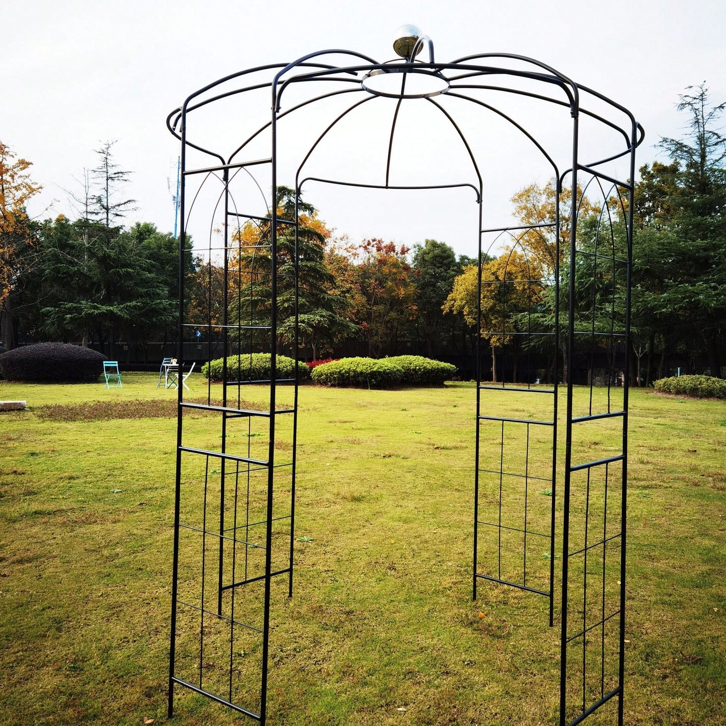 Metal Garden Arch Iron Garden Arbors Gazebo Dia81.3'' x 114.2'' High Birdcage Shape Pergola Pavilion for Wedding Ceremony
Outdoor Black