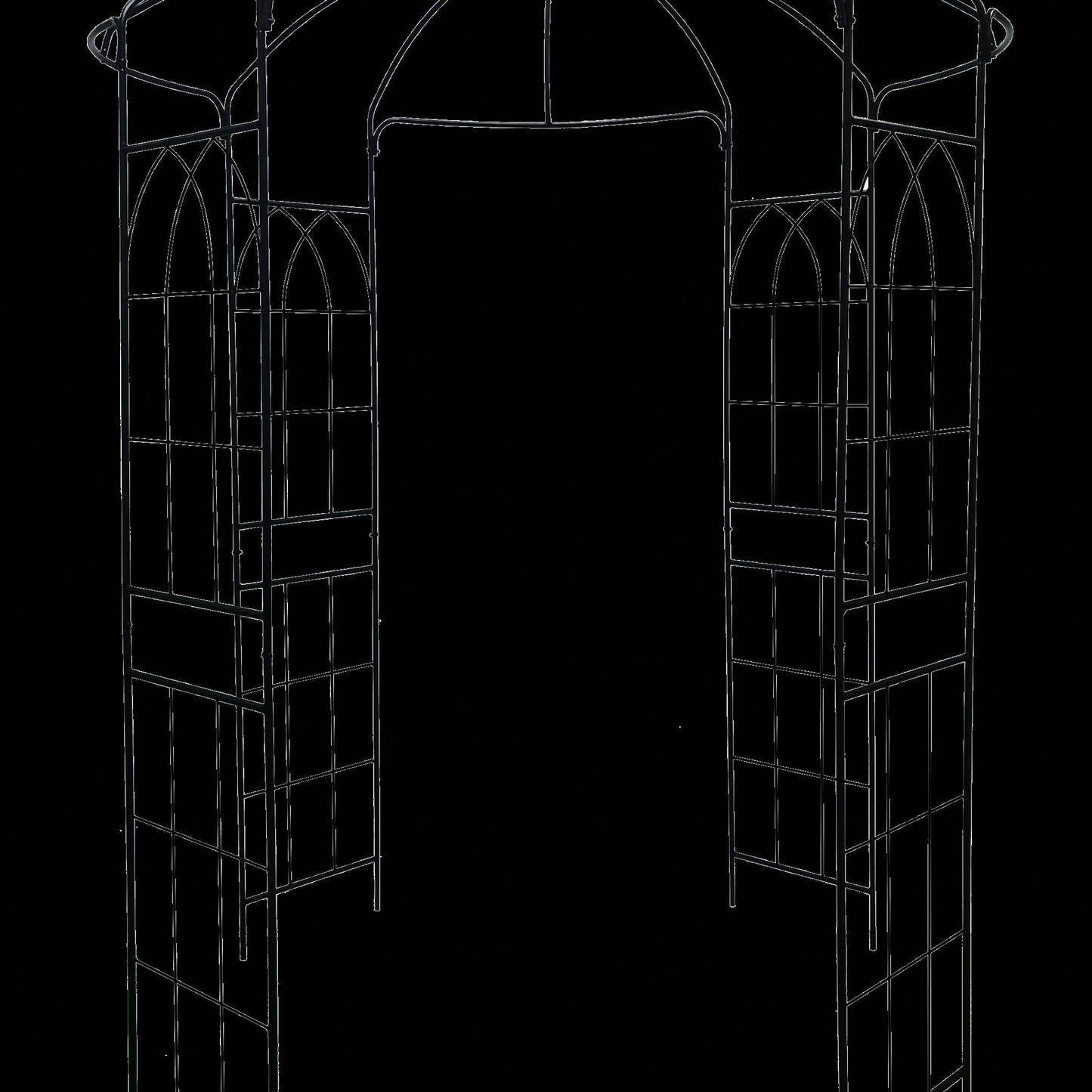 Metal Garden Arch Iron Garden Arbors Gazebo Dia81.3'' x 114.2'' High Birdcage Shape Pergola Pavilion for Wedding Ceremony
Outdoor Black