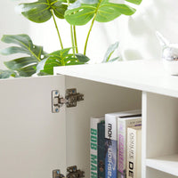 Modern LED TV Stand with Remote Control Light Belt Stylish Entertainment Center for Living Room and Bedroom White