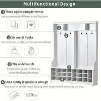 Modern Multifunctional Hallway Coat Rack and Entryway Bench with 24 Shoe Cubbies and Ample Storage Space