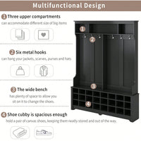 Modern Multifunctional Hallway Coat Rack and Entryway Bench with 24 Shoe Cubbies and Ample Storage Space