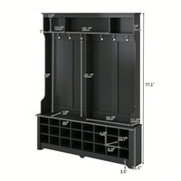 Modern Multifunctional Hallway Coat Rack and Entryway Bench with 24 Shoe Cubbies and Ample Storage Space