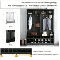 Modern Multifunctional Hallway Coat Rack and Entryway Bench with 24 Shoe Cubbies and Ample Storage Space