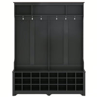 Modern Multifunctional Hallway Coat Rack and Entryway Bench with 24 Shoe Cubbies and Ample Storage Space