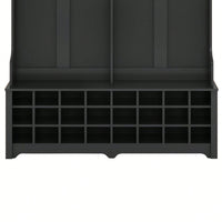 Modern Multifunctional Hallway Coat Rack and Entryway Bench with 24 Shoe Cubbies and Ample Storage Space