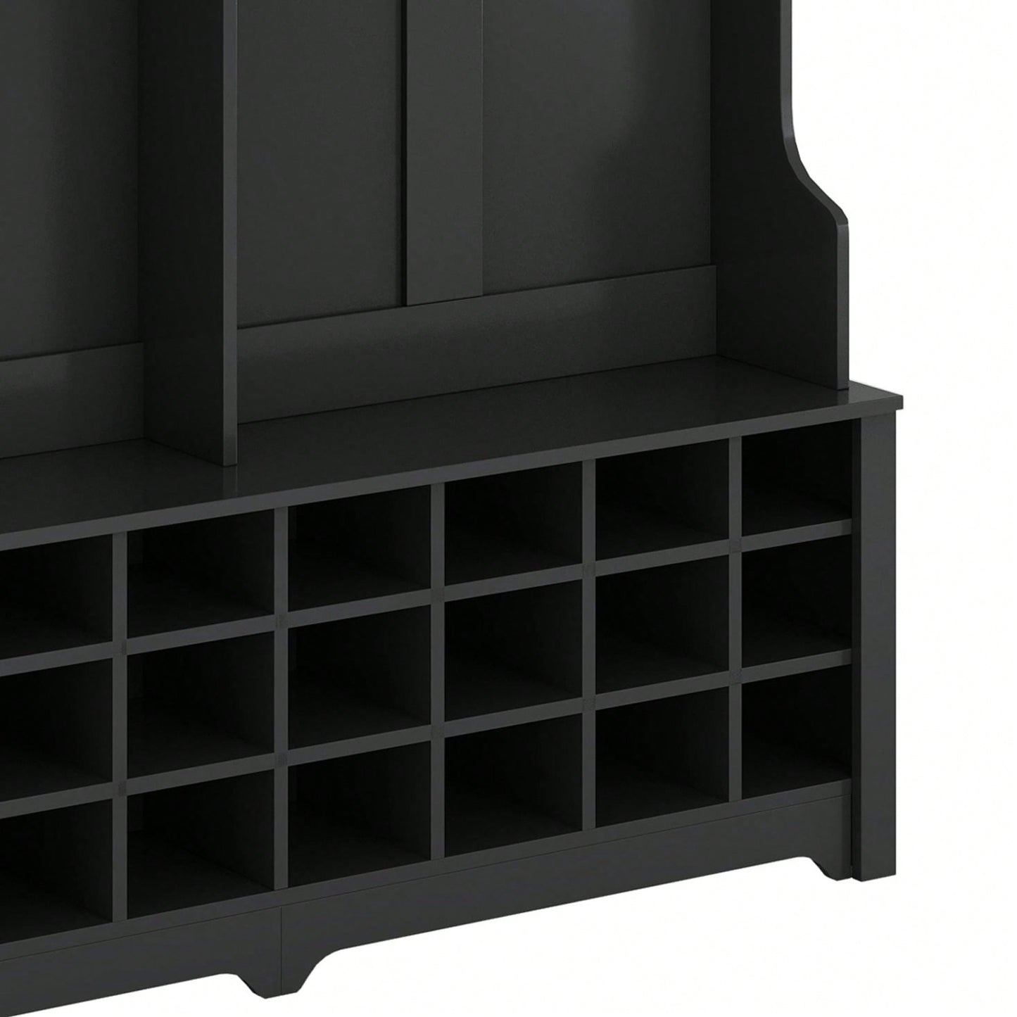 Modern Multifunctional Hallway Coat Rack and Entryway Bench with 24 Shoe Cubbies and Ample Storage Space