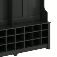 Modern Multifunctional Hallway Coat Rack and Entryway Bench with 24 Shoe Cubbies and Ample Storage Space