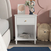 Wooden Nightstand With One Drawer One Shelf For Kids, Adults