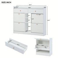 Stylish 4-Drawer Shoe Cabinet Multifunctional 2-Tier Organizer Free Standing for Entryway Storage